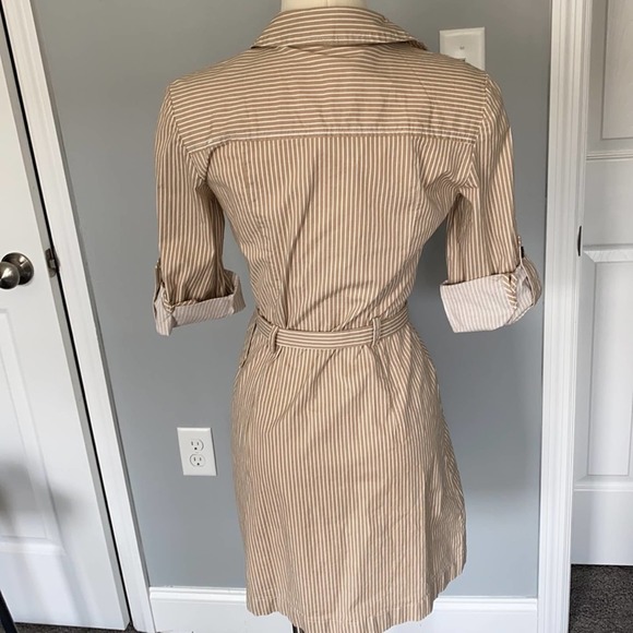 Mango tan striped button down dress w/ belt- NWT - Picture 3 of 5